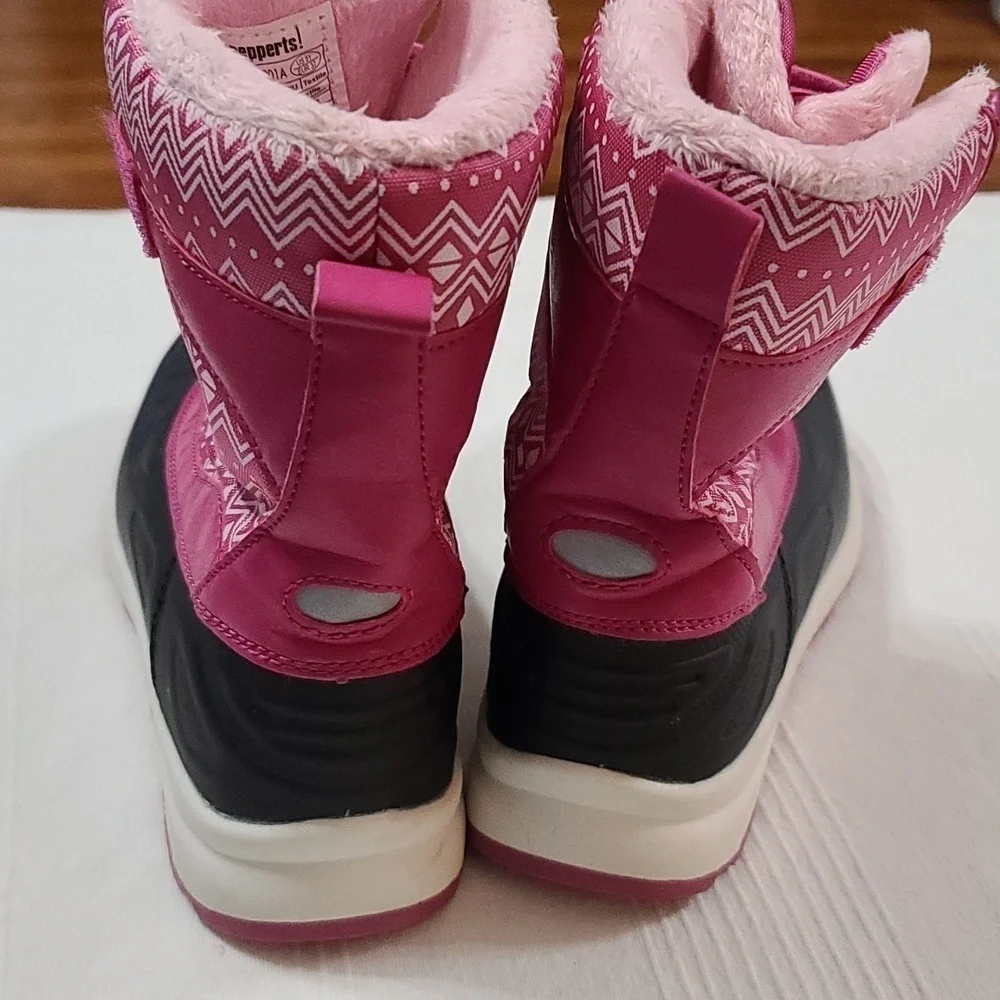 Pepperts! Girls Winter Snowboots Pink/Black Lined Lace-up Hook&Loop Sz‎ 5 EUC